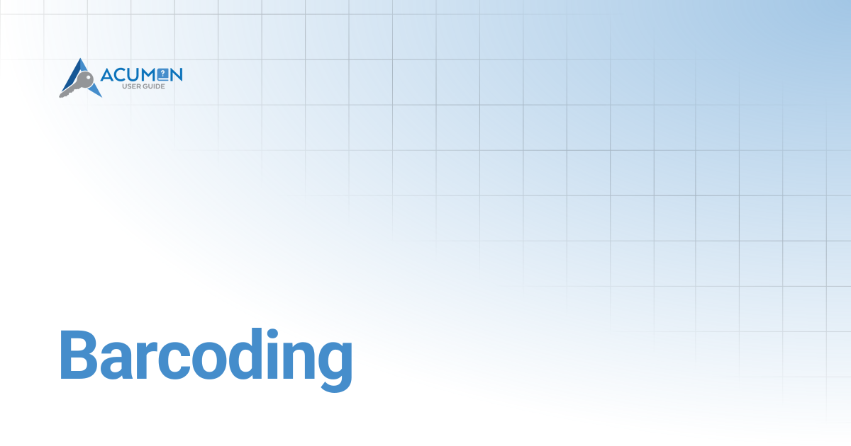 Barcoding | Acumen User Guide